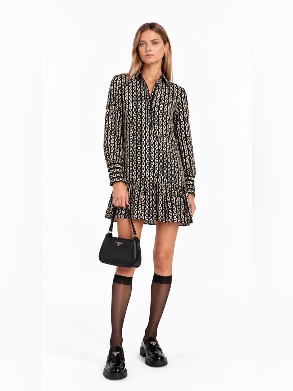 J.Crew Amelia popover shirtdress in chain print
